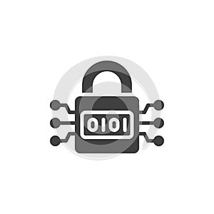 Padlock with binary code vector icon