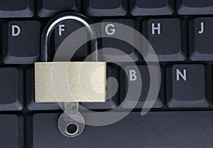 Padlock On Black Laptop Keyboard