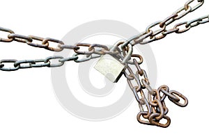 Padlock and chain on Isolated background