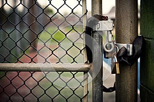 Padlock on a Chain-link Gate