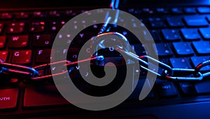 Padlock and Chain Securing Computer Keyboard technology