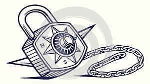 Padlock with Chain, Strong Security & Data Protection, vector design Generative AI