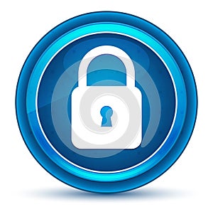 Padlock close icon eyeball blue round button