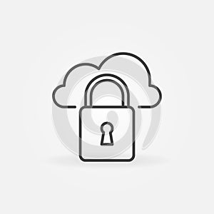 Padlock with Cloud vector concept icon in linear style