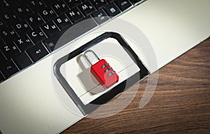 Padlock and computer keyboard. Security