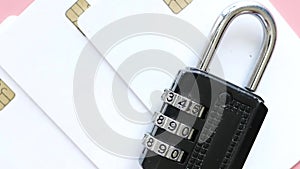 padlock on credit card, Internet data privacy information security concept