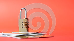 padlock on credit card, Internet data privacy information security concept