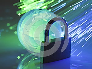 Padlock with crystal globe