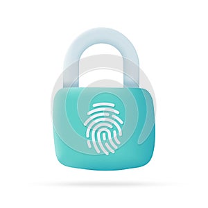 Padlock 3D icon. Security concept. Password. Money protection from crooks. 3d illustration photo