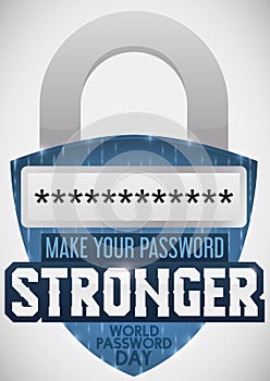 Padlock with Digital Design, Input and Greeting Promoting World Password Day, Vector Illustration