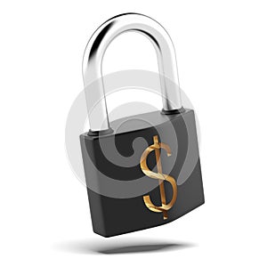 Padlock with dollar sign