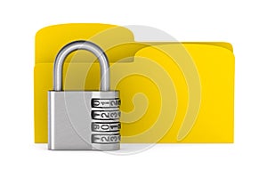 Padlock and folder on white background. Isolated 3D illustration