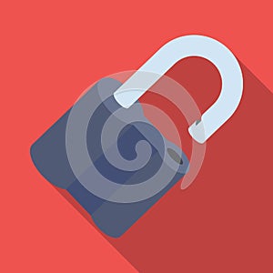 Padlock hacked. The challenge for the Pathfinder to solve the crime.Detective single icon in flat style vector symbol
