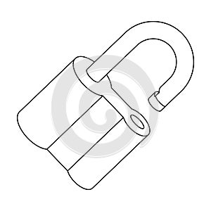 Padlock hacked. The challenge for the Pathfinder to solve the crime.Detective single icon in outline style vector symbol photo