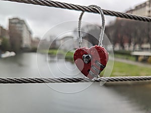 padlock in heart shape.  symbolizes eternal love.  rainy day