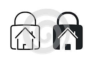 Padlock house icon. Illustration vector