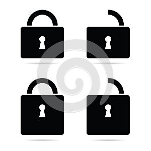 Padlock icon black art illustration