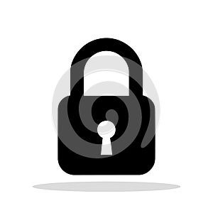 Padlock icon. Black padlock icon in flat style. Security concept.