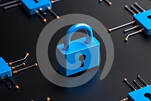 A padlock icon illustrating a secure cyber security network, emphasizing digital protection and data privacy.