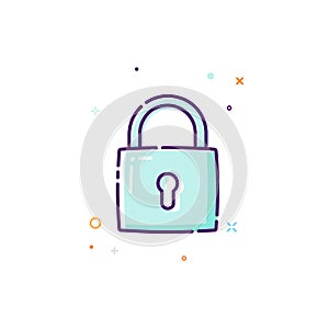 Padlock icon. Thin line flat design icon concept. Protection of personal information. Vector illustration