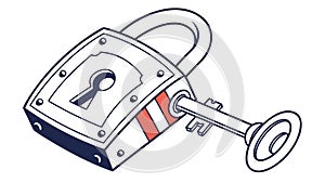 Padlock & Key: Classic Security System Vector, vector design Generative AI