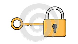 Padlock with Key Security Flat Icon, vector design Generative AI