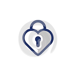 Padlock with keyhole in heart love amour logo icon symbol
