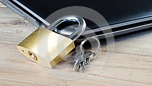 Padlock and keys with computer