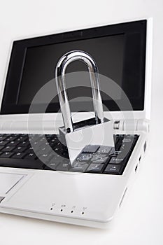 The padlock on the laptop