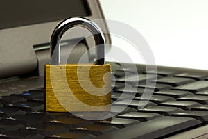 Padlock on laptop