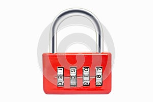 Padlock luggage lock code 2018 new year on white background with clipping path