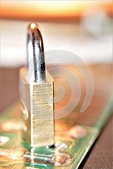 Padlock on main board computer secutity concept date privacy information