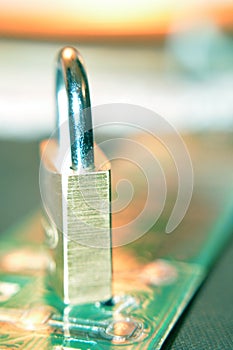 Padlock on main board computer secutity concept date privacy information