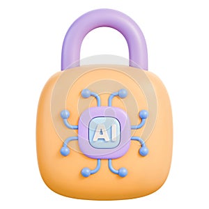 Padlock microchip circuit symbolizing cybersecurity, data protection and encryption 3d illustration