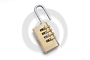 Padlock with number combination 2021 on white background