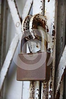 Padlock on old gate