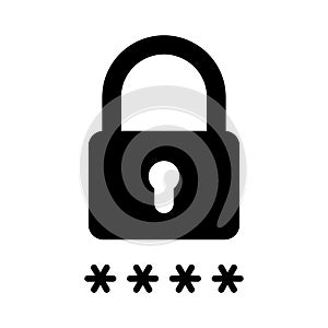 Padlock with password icon in flat style.