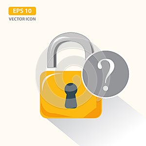 Padlock with Question mark. Forgot Password Concept. Vector Illustration