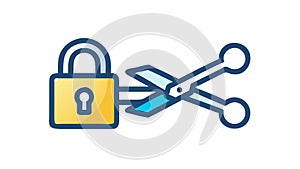 Padlock with Scissors Icon Vector Illustration, vector design Generative AI