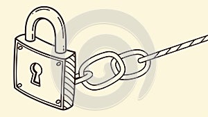 Padlock Secured with Chain Link. Security Protection Lock. vector design Generative AI