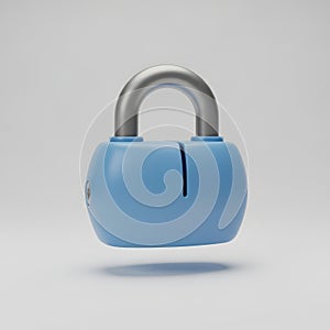 Padlock Security Blue 3DRender ToonStyle