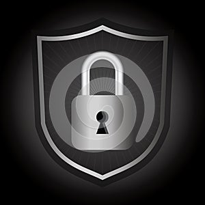 padlock in a shield, privacy policy concept