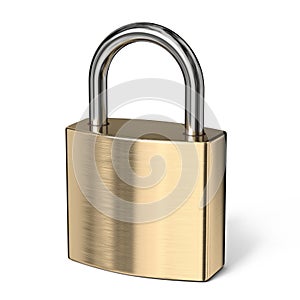 Padlock side view 3D rendering illustration on white background