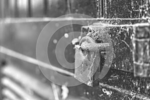 Padlock And Spider Web Rust Old Door
