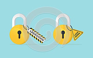 Padlock vector illustration of lockdown for coronavirus pandemi