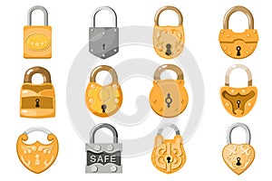 Padlock vector lock for safety and security protection with locked secure mechanism to interlock or lockout locking