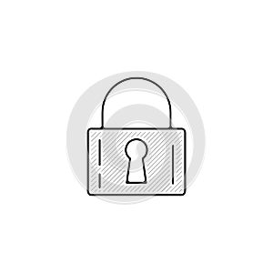 Padlock thin line icon. padlock Hand Drawn thin line icon