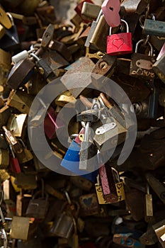 Padlock wall close-up picture, symbols of forever love