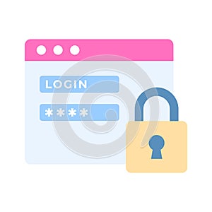 Padlock on website with password is showing Webpage Login vector