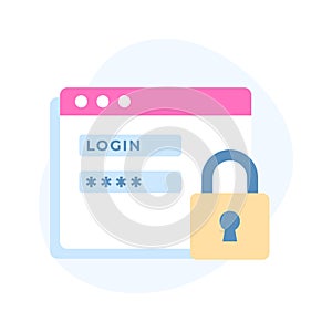 Padlock on website with password is showing Webpage Login vector